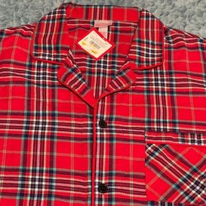 NWT Wondershop Men’s 2 Pc Sleepwear Sz XXL Red Flannel Button Elastic/Tie Waist